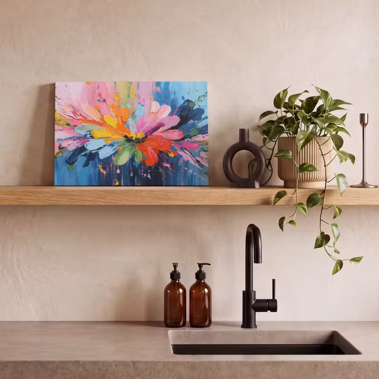 Canvas schilderij - Kleuruitbarsting - Expressieve sfeer - Bloem — 4