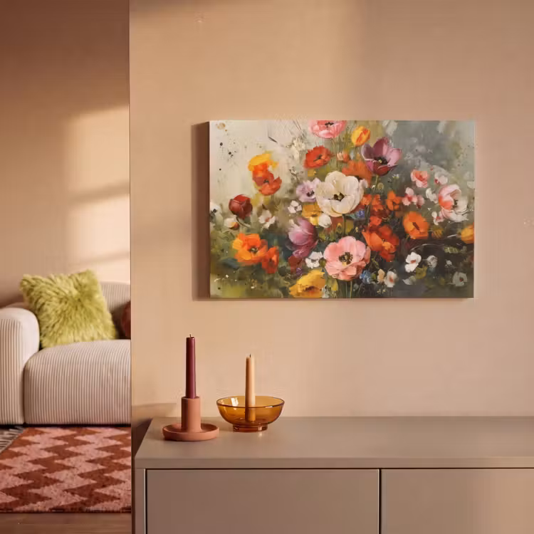 Canvas schilderij - Vrolijk boeket - Dynamisch - Subtiele kleurspatten — 2