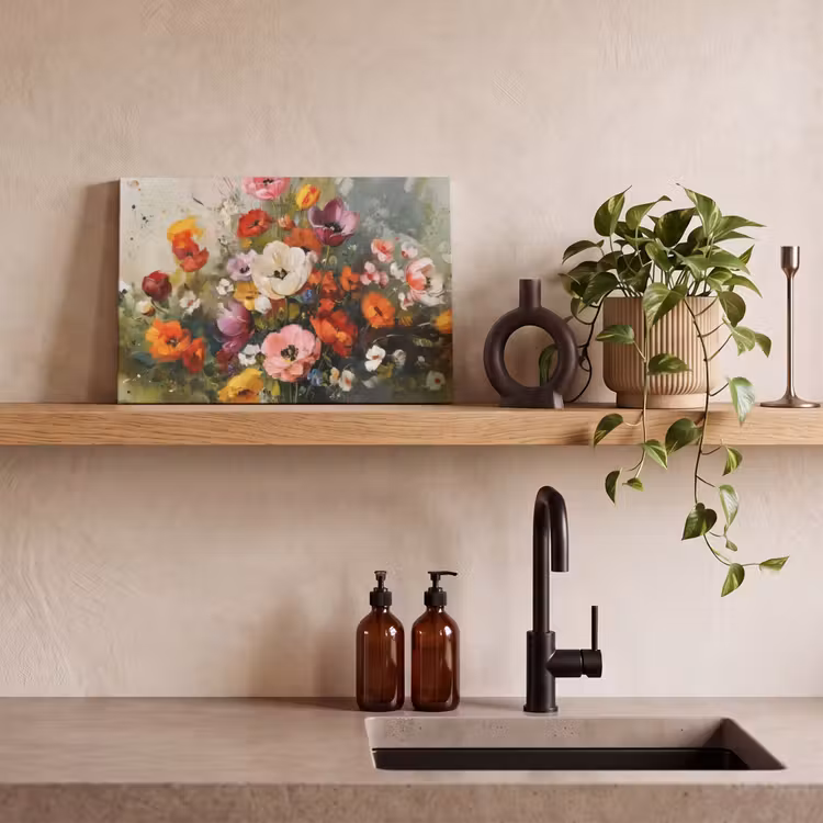 Canvas schilderij - Vrolijk boeket - Dynamisch - Subtiele kleurspatten — 4