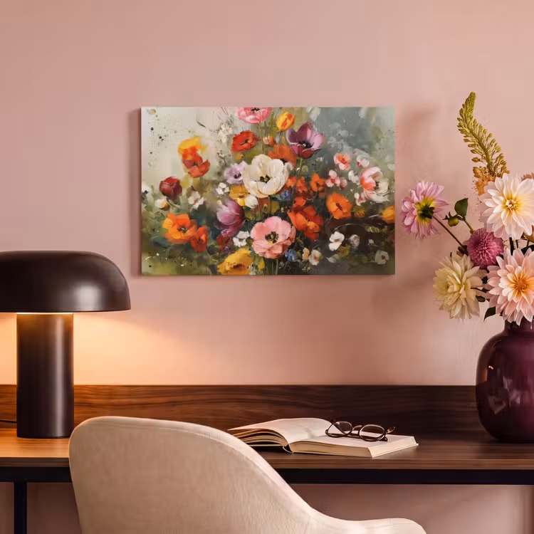 Canvas schilderij - Vrolijk boeket - Dynamisch - Subtiele kleurspatten — 6