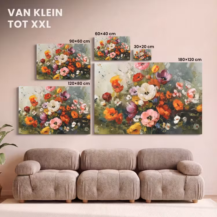 Canvas schilderij - Vrolijk boeket - Dynamisch - Subtiele kleurspatten — 8