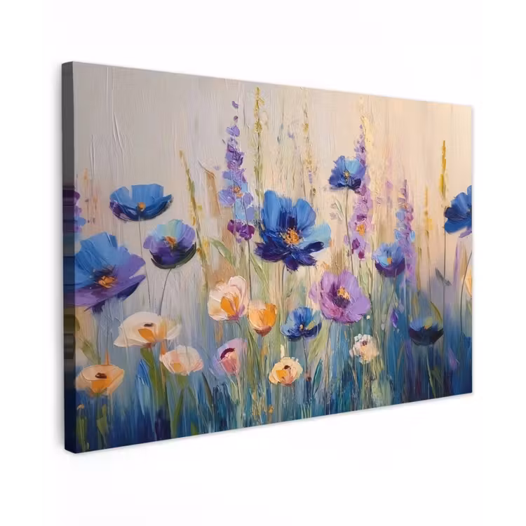 Canvas schilderij - Zomers - Wilde bloemen - Penseelstreken — 1
