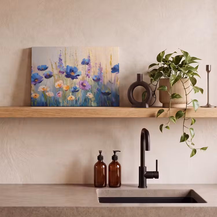 Canvas schilderij - Zomers - Wilde bloemen - Penseelstreken — 4