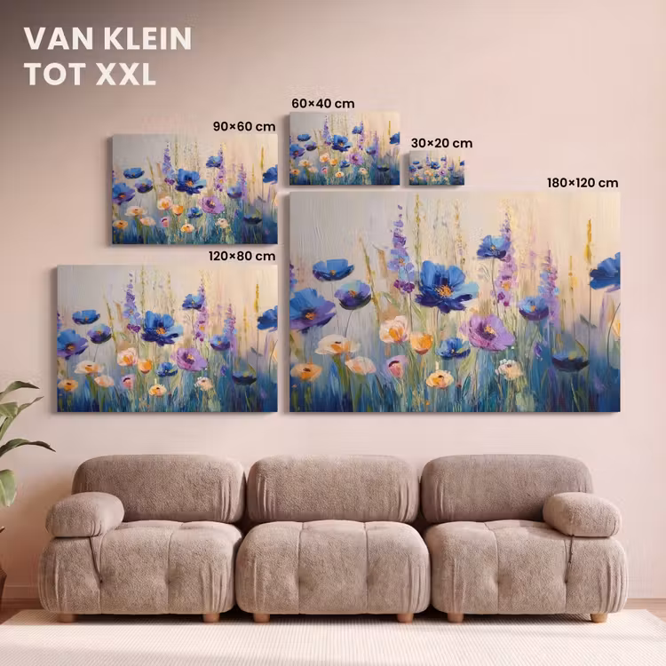 Canvas schilderij - Zomers - Wilde bloemen - Penseelstreken — 8