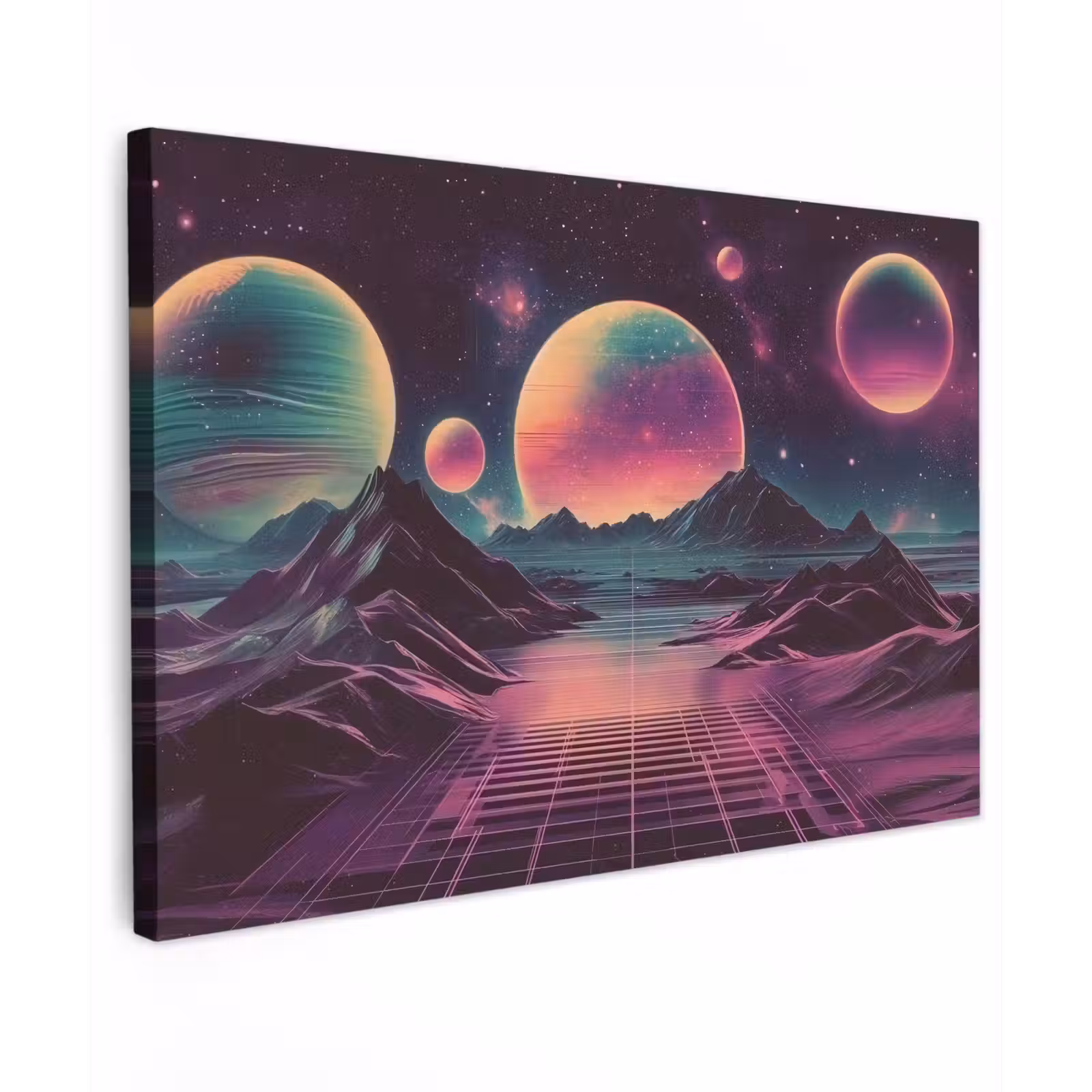 Canvas schilderij - Landschap - Planeten - Horizon - Paars — 1