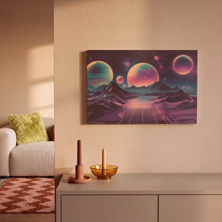 Canvas schilderij - Landschap - Planeten - Horizon - Paars — 2