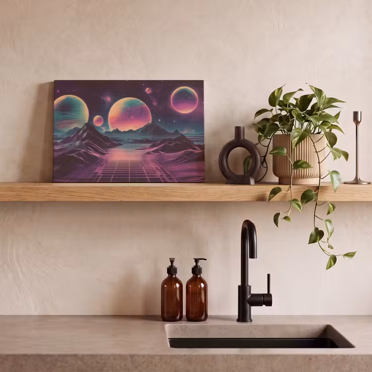 Canvas schilderij - Landschap - Planeten - Horizon - Paars — 4