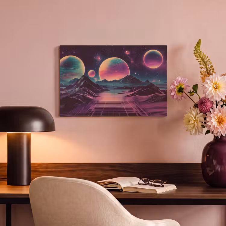 Canvas schilderij - Landschap - Planeten - Horizon - Paars — 6