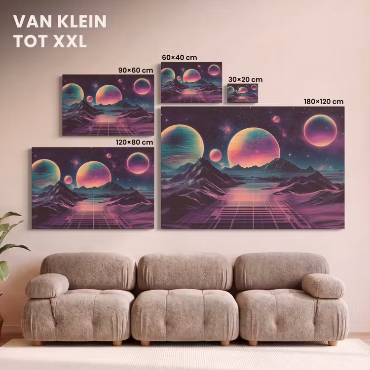 Canvas schilderij - Landschap - Planeten - Horizon - Paars — 8