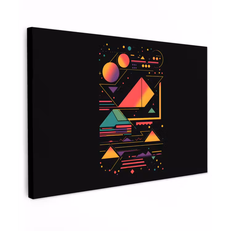Canvas schilderij - Piramides - Cirkels - Neonkleuren - Geometrisch — 1