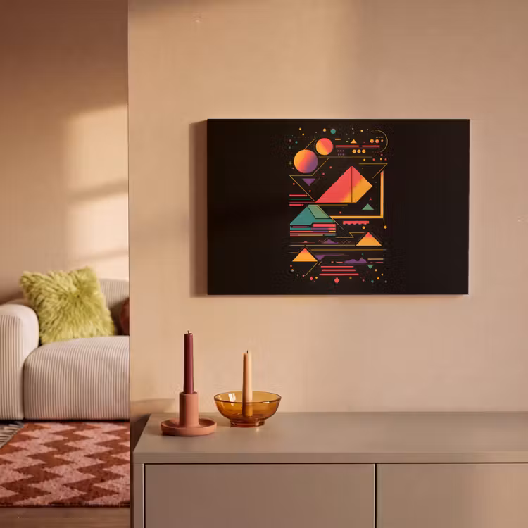Canvas schilderij - Piramides - Cirkels - Neonkleuren - Geometrisch — 2