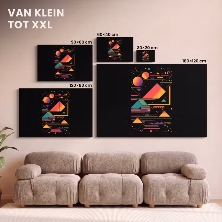 Canvas schilderij - Piramides - Cirkels - Neonkleuren - Geometrisch — 8