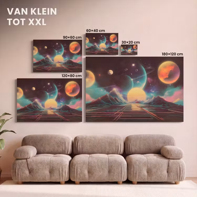 Canvas schilderij - Planeten - Neon - Berglandschap - Zon — 8