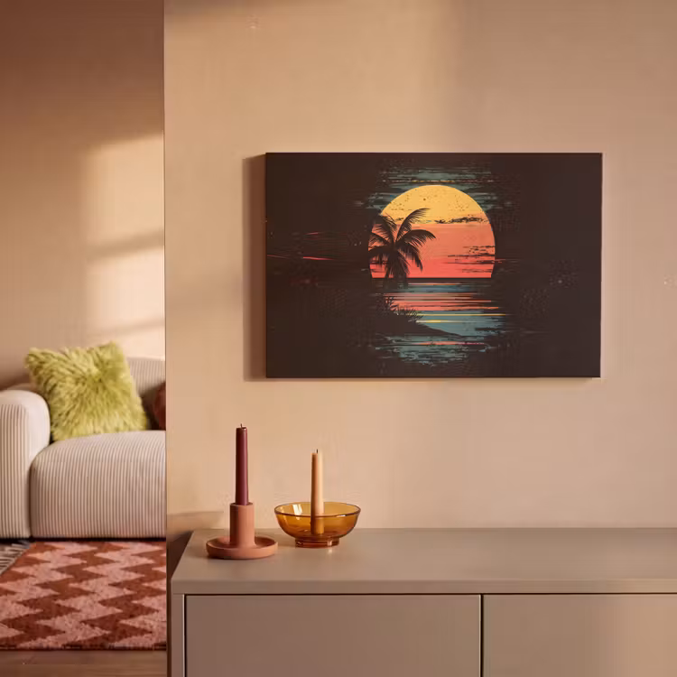 Canvas schilderij - Strand - Minimalistisch - Zon - Oranje — 2