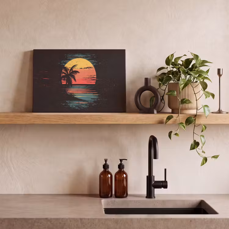 Canvas schilderij - Strand - Minimalistisch - Zon - Oranje — 4