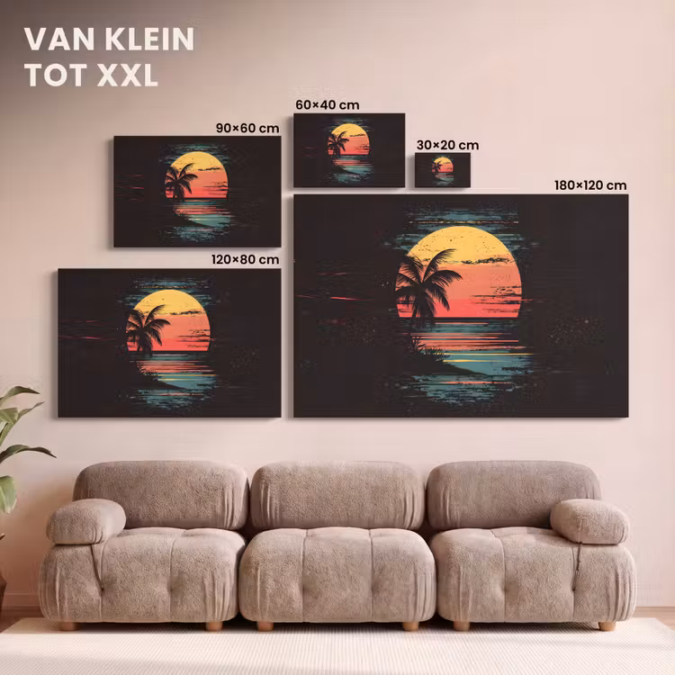 Canvas schilderij - Strand - Minimalistisch - Zon - Oranje — 8