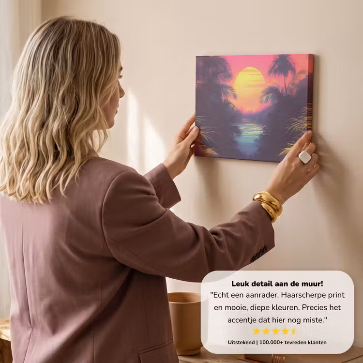 Canvas schilderij - Zon - Geel - Palmbomen - Tropisch — 3