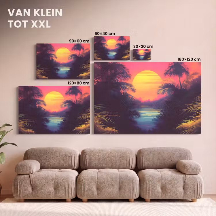 Canvas schilderij - Zon - Geel - Palmbomen - Tropisch — 8