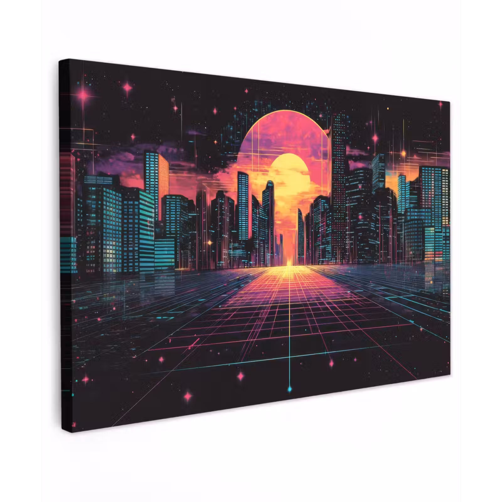 Canvas schilderij - Stad - Gebouwen - Zon - Geel — 1