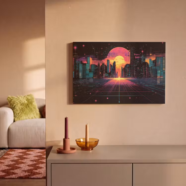 Canvas schilderij - Stad - Gebouwen - Zon - Geel — 2