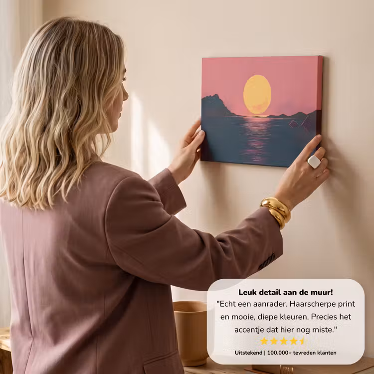 Canvas schilderij - Zon - Geel - Bergen - Water — 3
