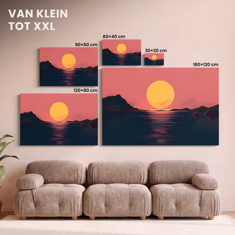 Canvas schilderij - Zon - Geel - Bergen - Water — 8