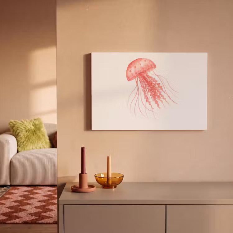 Canvas schilderij - Kwal - Tentakels - Roze — 2