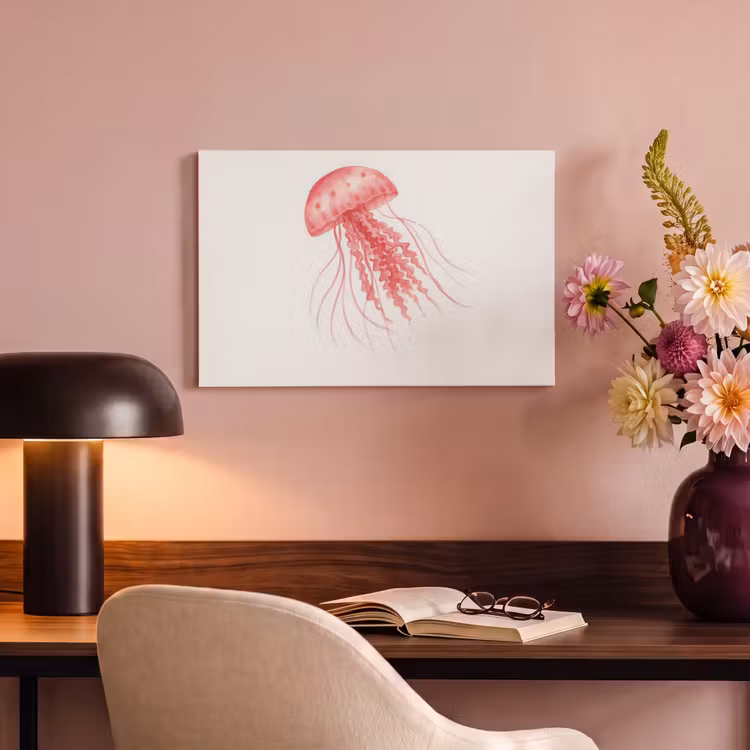 Canvas schilderij - Kwal - Tentakels - Roze — 6