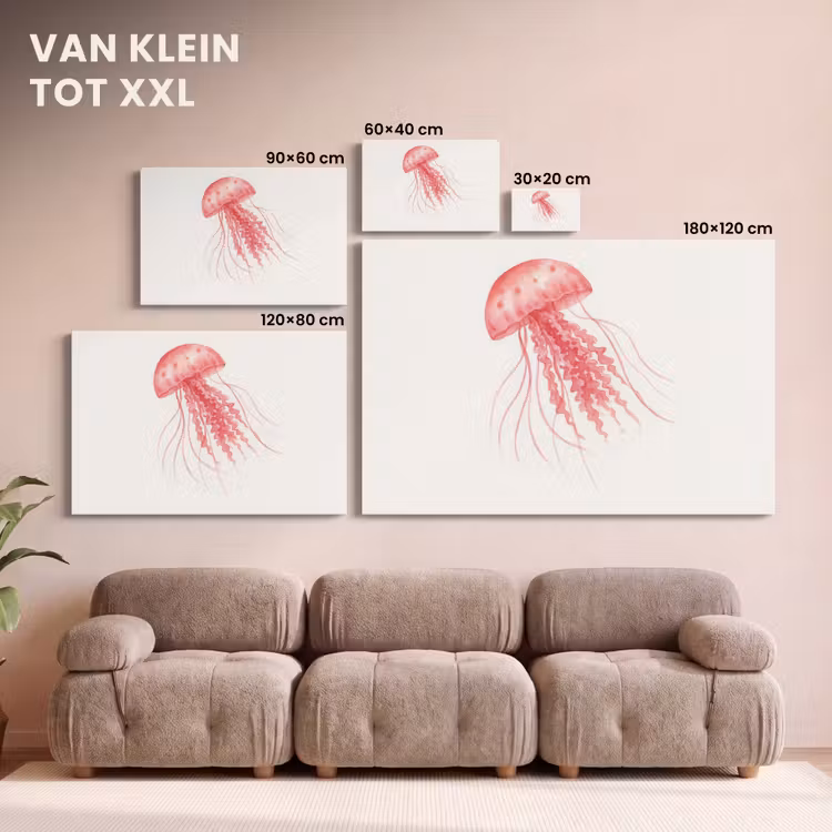 Canvas schilderij - Kwal - Tentakels - Roze — 8