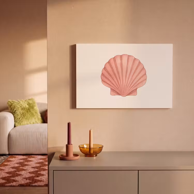 Canvas schilderij - Schelp - Roze - Ribbels — 2