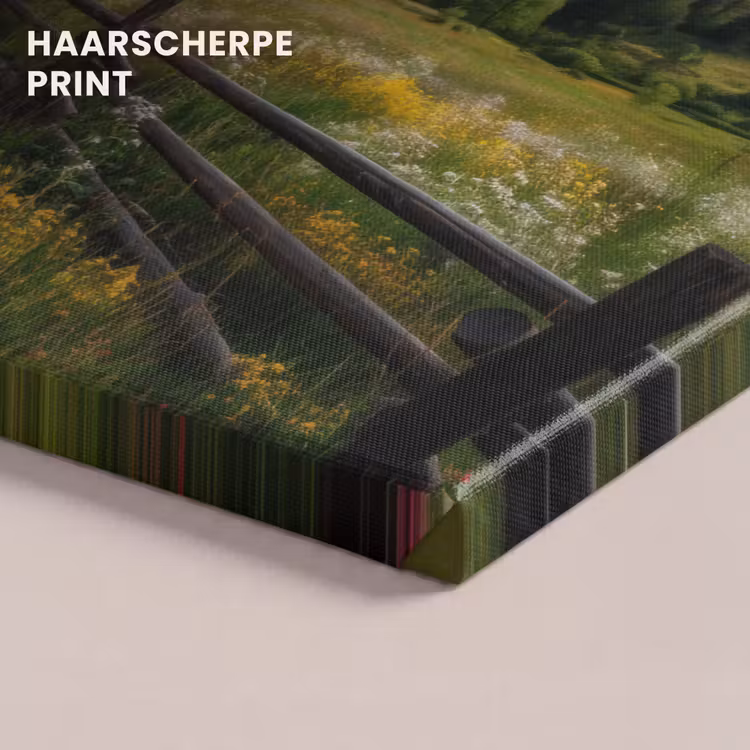 Canvas schilderij - Veld - Hek - Bergen - Bloemen — 5
