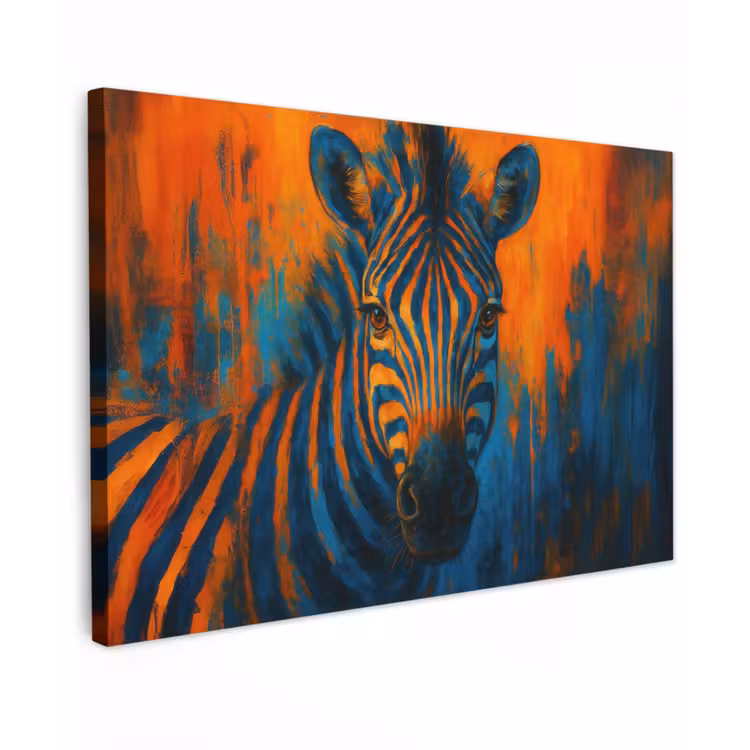 Canvas schilderij - Zebra - Abstract - Blauw — 1