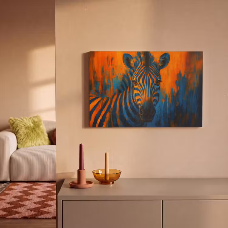 Canvas schilderij - Zebra - Abstract - Blauw — 2