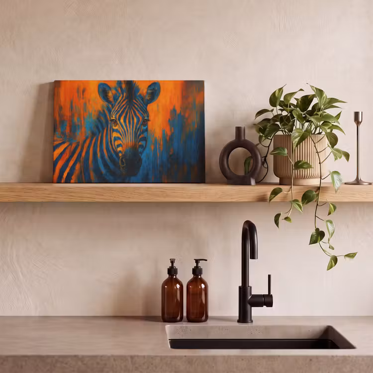 Canvas schilderij - Zebra - Abstract - Blauw — 4