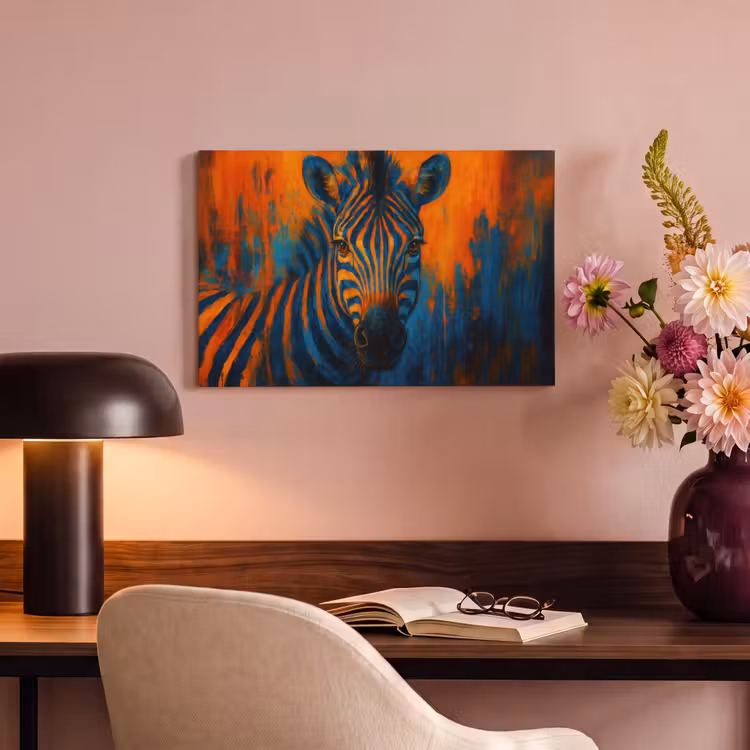 Canvas schilderij - Zebra - Abstract - Blauw — 6