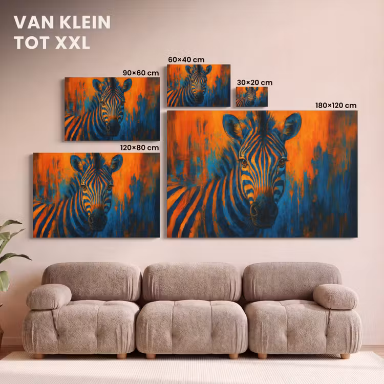 Canvas schilderij - Zebra - Abstract - Blauw — 8