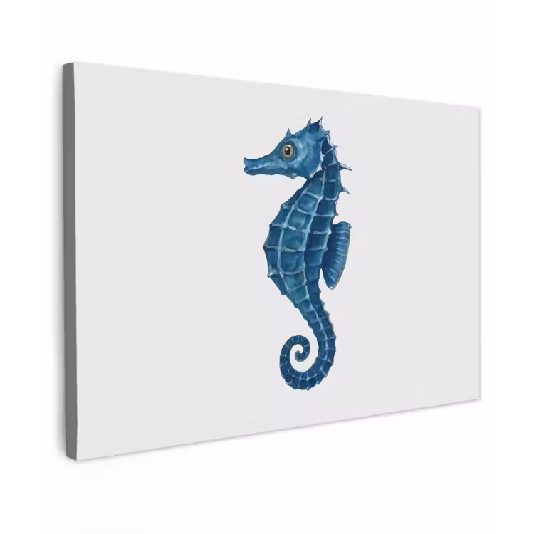 Canvas schilderij - Zeepaardje - Staart - Blauw — 1