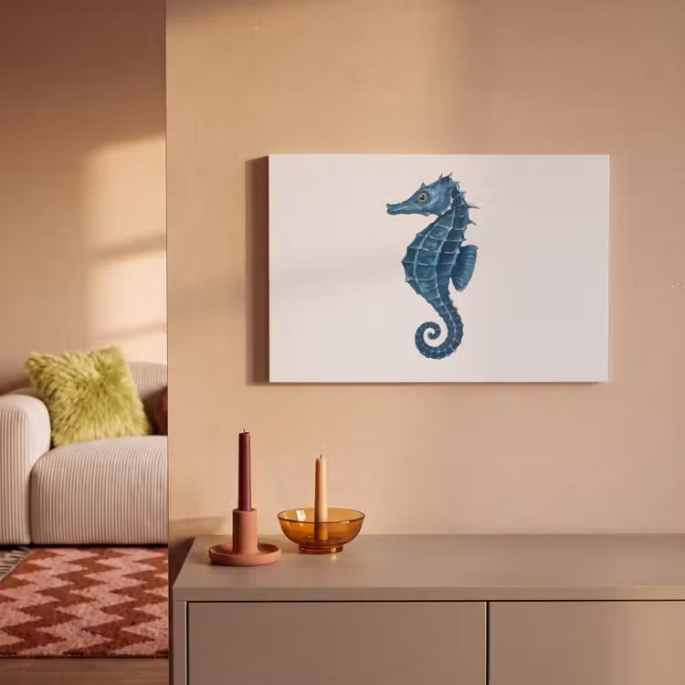 Canvas schilderij - Zeepaardje - Staart - Blauw — 2