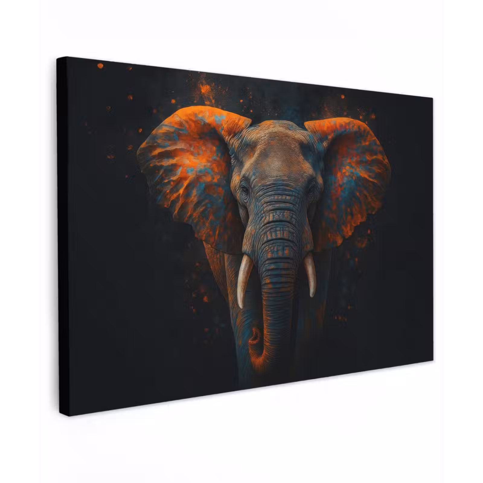 Canvas schilderij - Olifant - Oranje - Oren — 1
