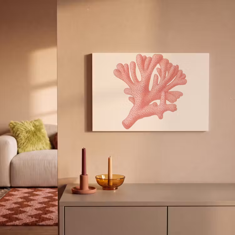 Canvas schilderij - Koraal - Stipjes - Roze — 2