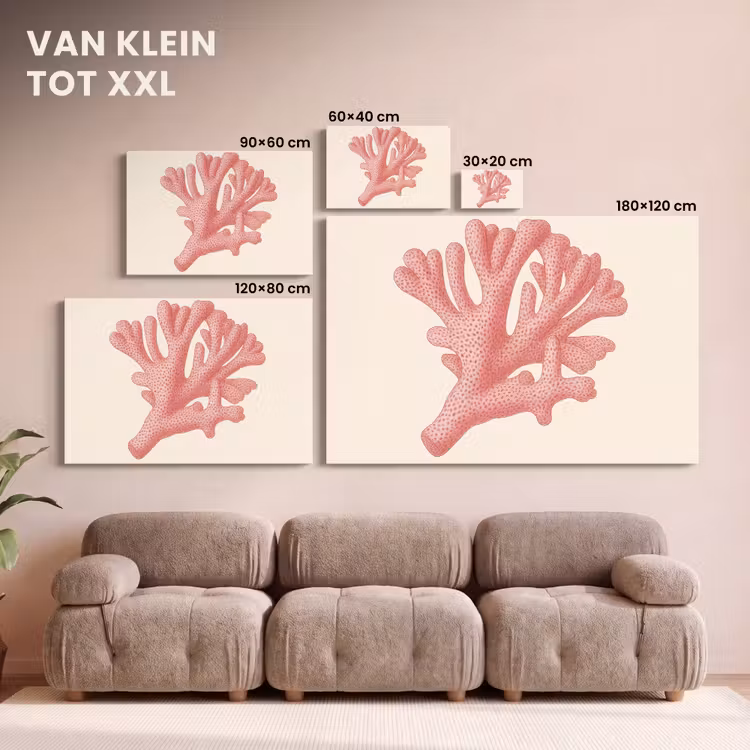 Canvas schilderij - Koraal - Stipjes - Roze — 8
