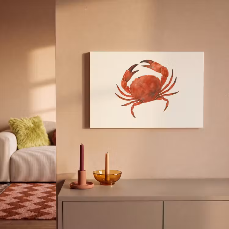 Canvas schilderij - Krab - Felrood - Poten — 2