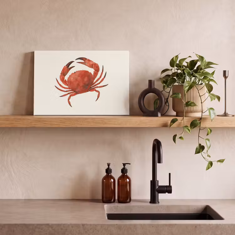 Canvas schilderij - Krab - Felrood - Poten — 4