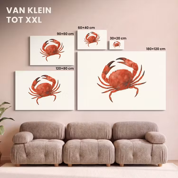 Canvas schilderij - Krab - Felrood - Poten — 8