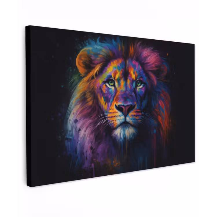 Canvas schilderij - Leeuwenkop - Felgekleurd - Abstract — 1