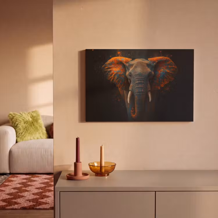 Canvas schilderij - Olifant - Oranje - Oren — 2