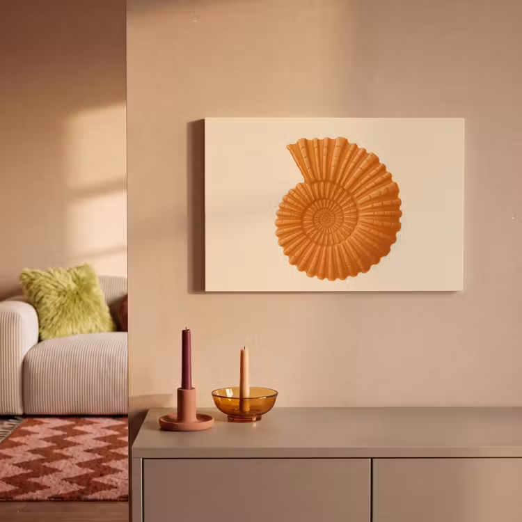 Canvas schilderij - Schelp - Oranje - Ribbels — 2
