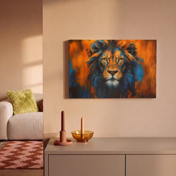 Canvas schilderij - Schilderij - Leeuwenkop - Oranje — 2