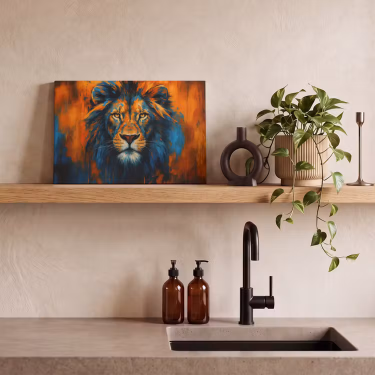 Canvas schilderij - Schilderij - Leeuwenkop - Oranje — 4