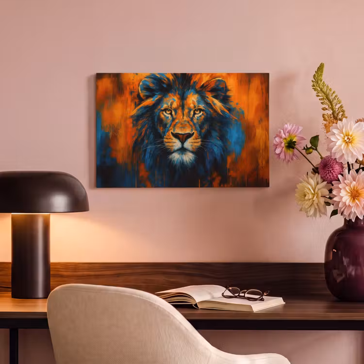 Canvas schilderij - Schilderij - Leeuwenkop - Oranje — 6